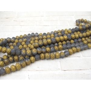 Gold Gray Crystal Beads 8x6mm Rondelle Strand Jewelry Making Supplies